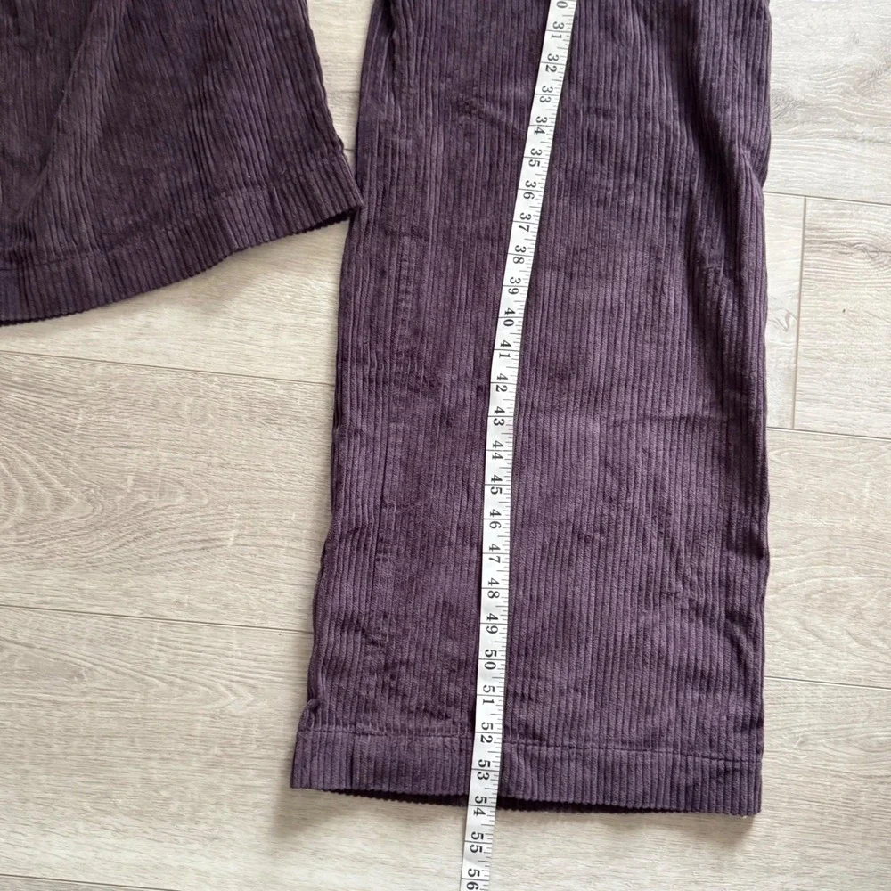 Offon Lenny Corduroy Jumpsuit in Eggplant Purple Loose Fit Short Sleeve Ankle